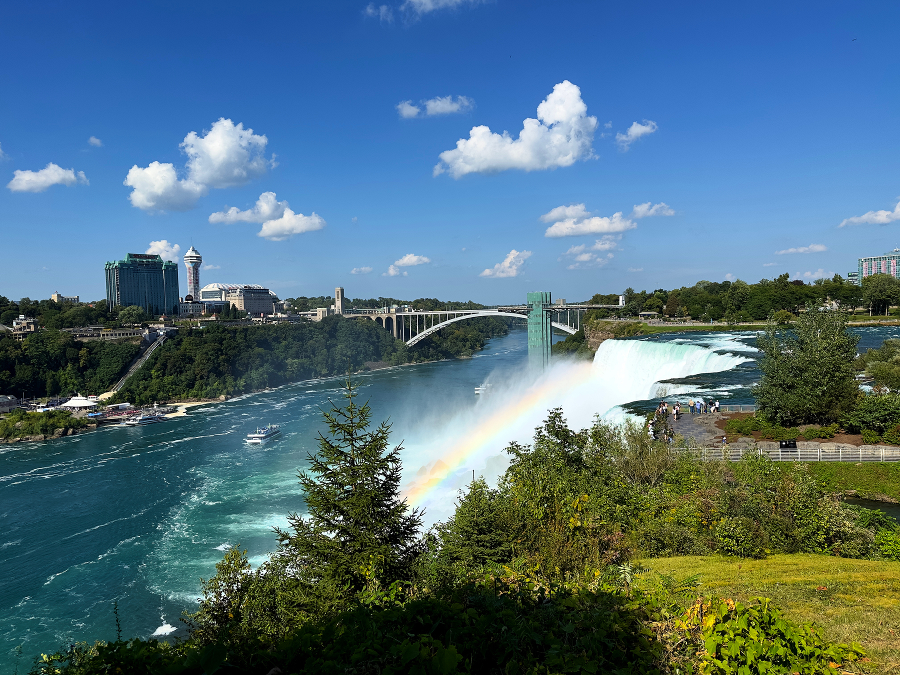 American Falls at Niagara with a rainbow. 